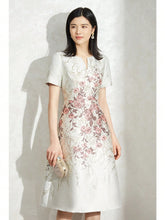 Heavy Industry Elegant Women's Floral Jacquard Short Sleeve Cocktail Party Dress